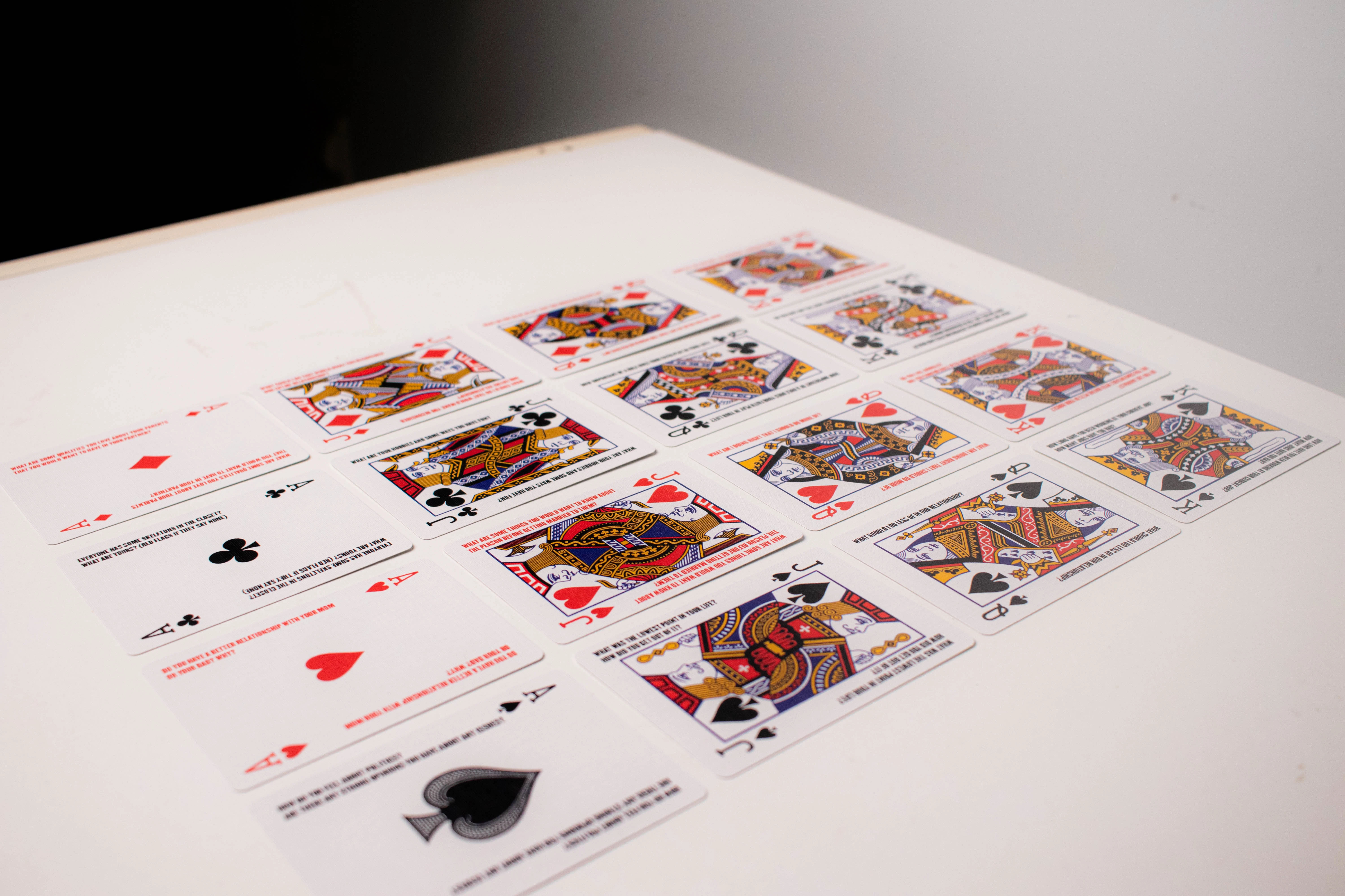 Sample questions from the 52 Questions deck